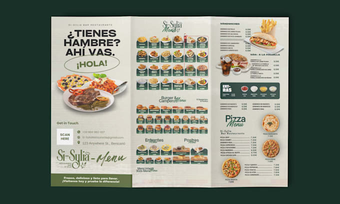 design a unique restaurant menu for print or digital