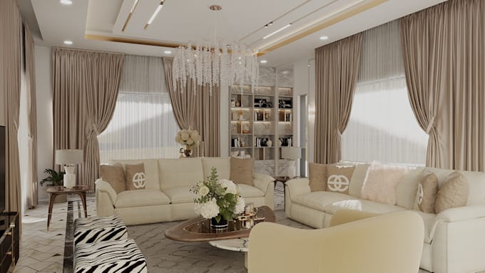 do livingroom, bedroom, kitchen interior design and 3d rendering
