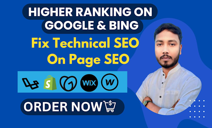 do technical error fixes and on page SEO joomla, wordpress, wix, shopify