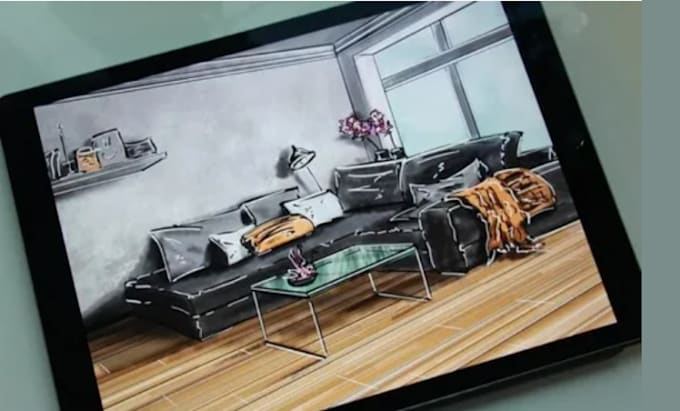 Draw interior design sketch in procreate app by Emmywebs23 | Fiverr