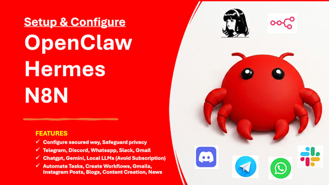 install openclaw, cowork, hermes, n8n workflow automations