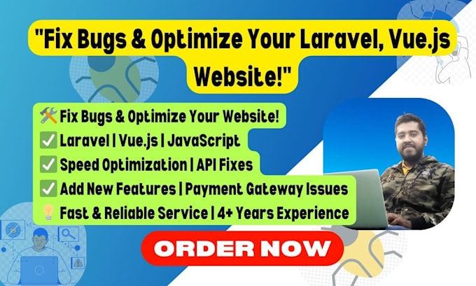 laravel bug fixes, vue bug fixes software development
