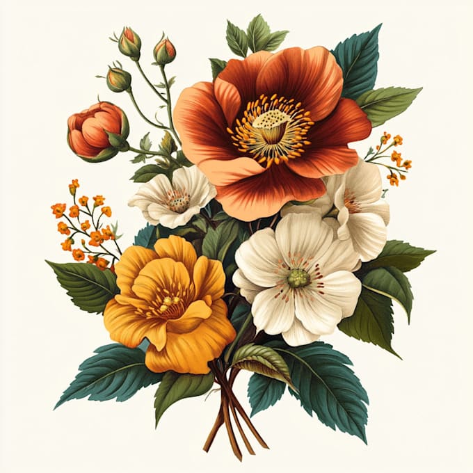 create a beautiful vintage botanical illustration poster