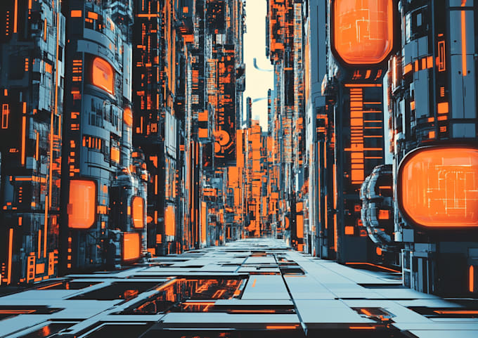 Make a cyberpunk futuristic city art by Sergioneider | Fiverr