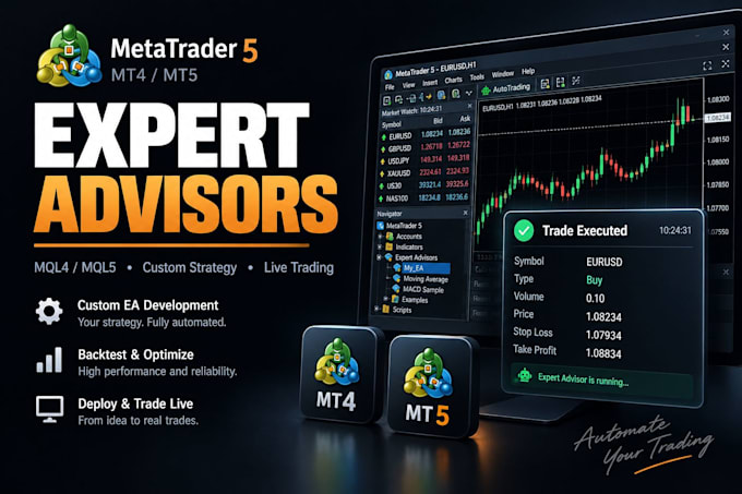 build mt4 mt5 eas trading bot and indicators mql5