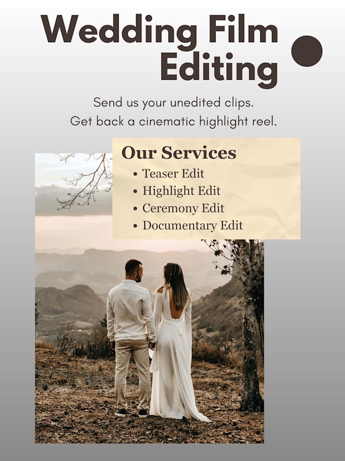 edit your wedding, event, and or ceremony footage