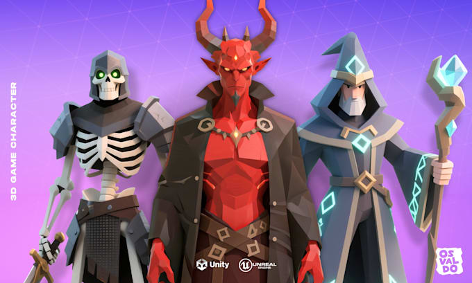 create 3d character modeling, game character, game asset