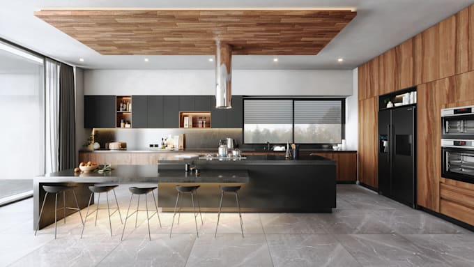 create 3d modeling and realistic rendering of interior