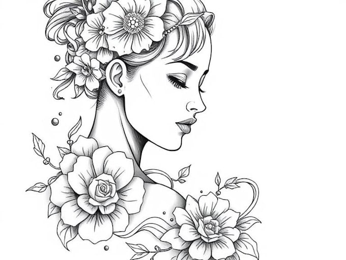 create line art tattoo illustration