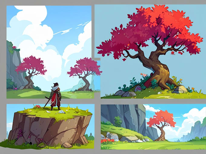 Concept art, game art asset, fantasy landscape character illustration ...