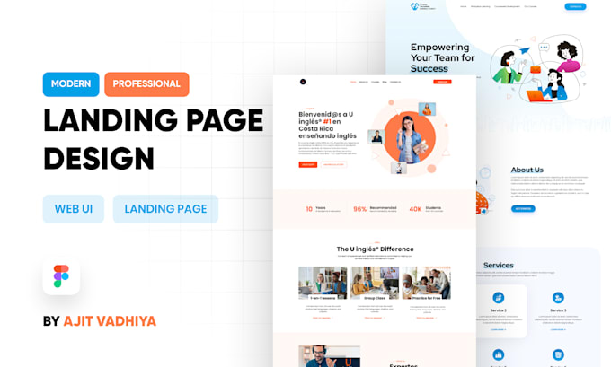 clean professional web landing page UI UX design figma