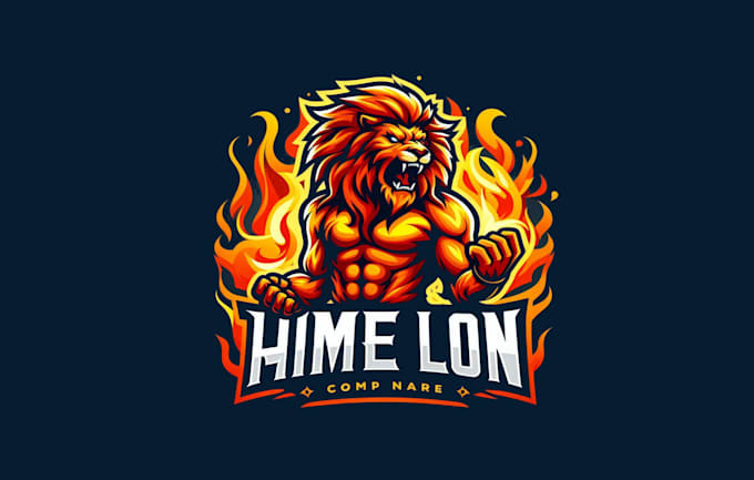 design flame lion mascot logo with express delivery