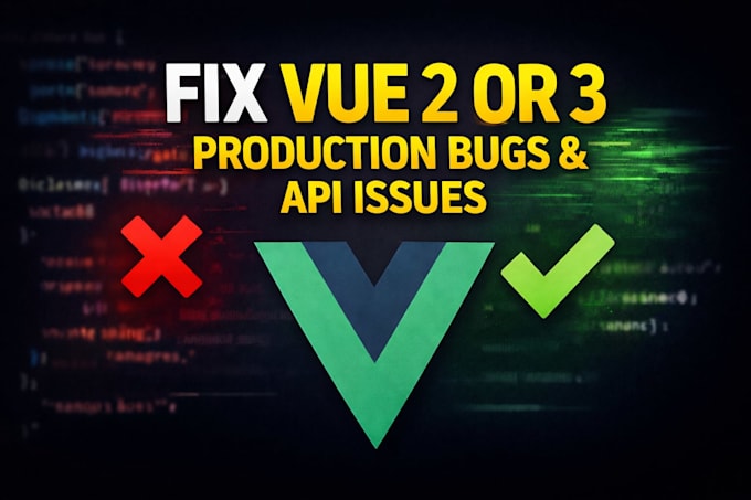 fix vue 2 or 3 production bugs and API integration issues