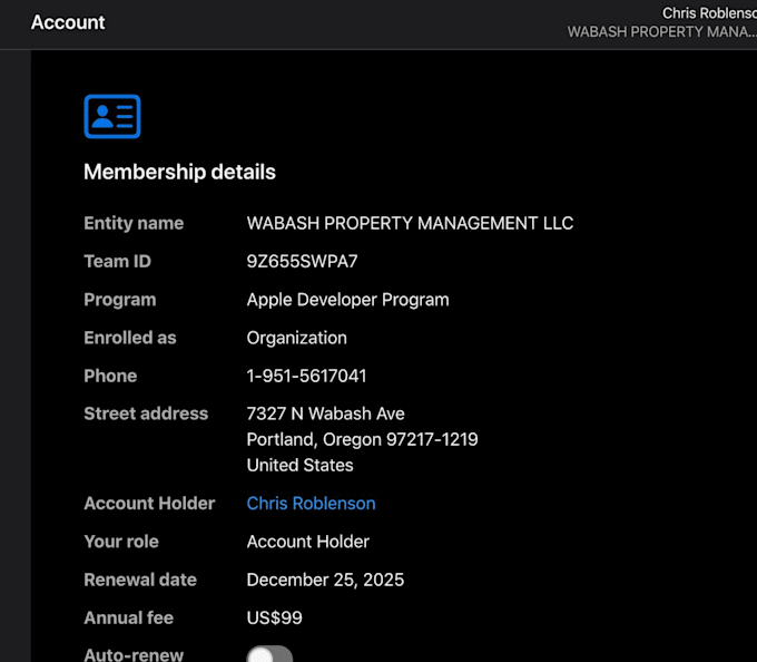 create apple individual and company developer account