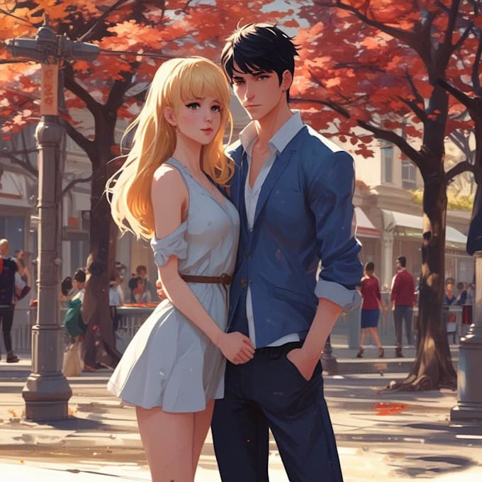 make a anime couple character art anime style