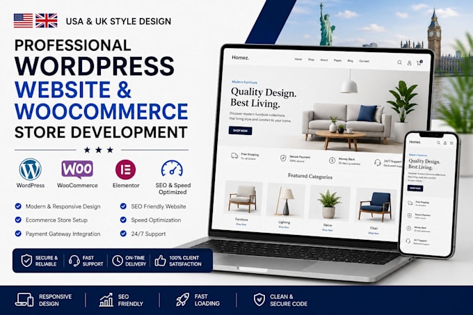 design wordpress website and woocommerce store