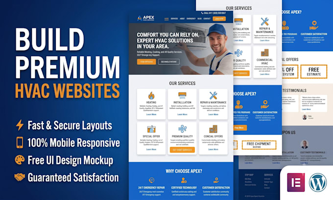 design a modern contractor, construction, interior, hvac website