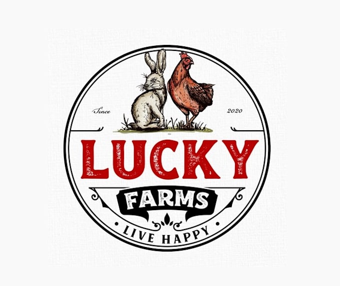 design amazing hen and rabbit farm logo