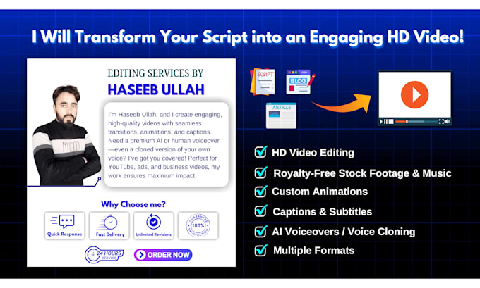 turn your script, blog, or article into an engaging video with ai voiceover