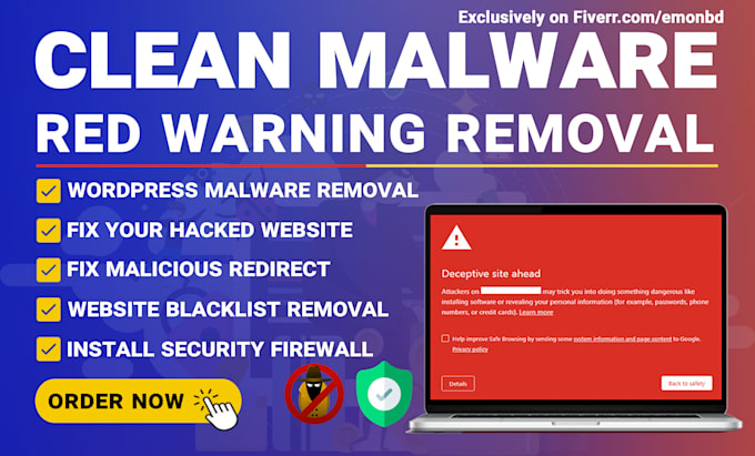 clean malware, remove google blacklist or red warning