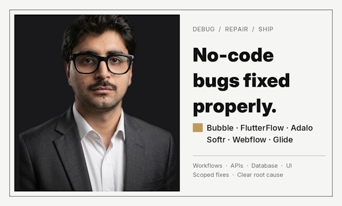 fix bubble flutterflow adalo or softr app bugs