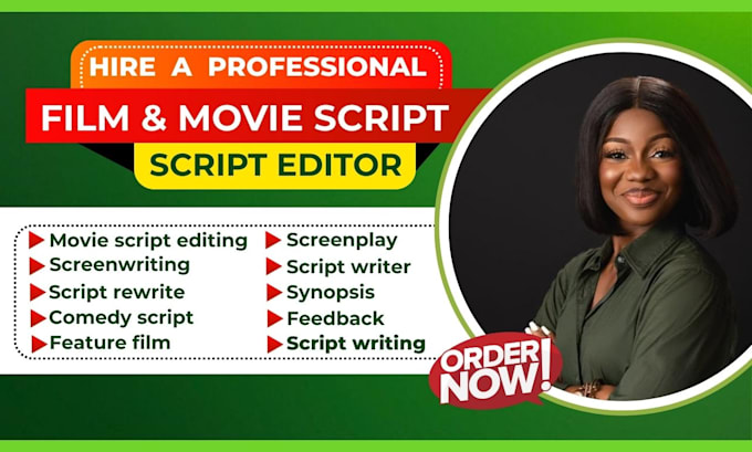 be script editor, script proofreader, format movie script, screenplay writer
