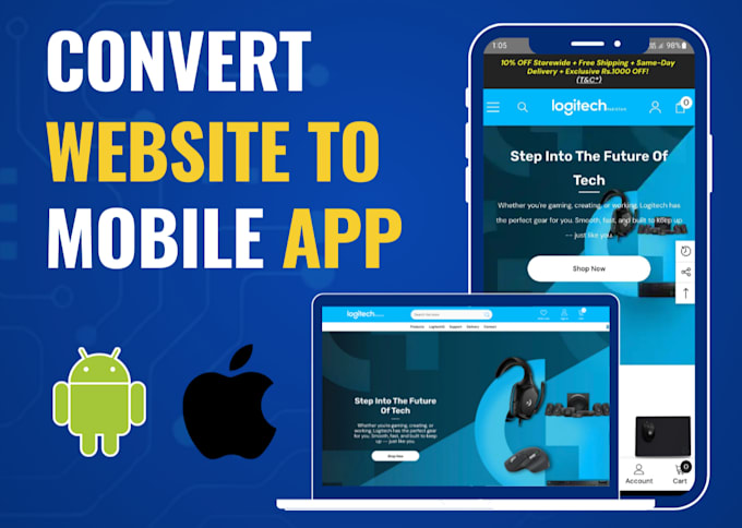 convert your website to android and ios mobile apps with free splash screen