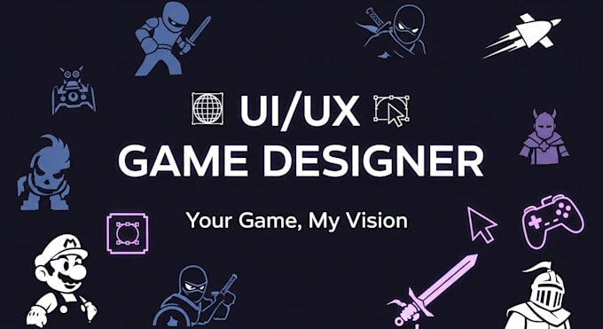 2d games ui UX design for mobile games and game poster