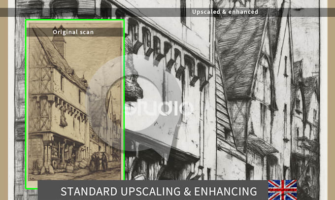 upscale and enhance art scans for printing
