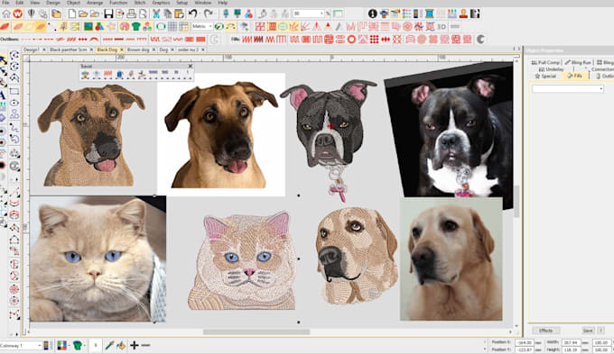 do expert image for dog, cat, pet, faces and full body embroidery digitizing