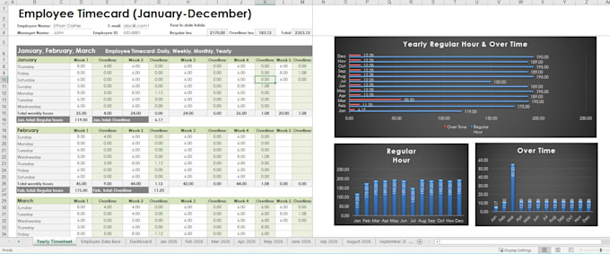 make employee work log time card with a database monthly and daily basis