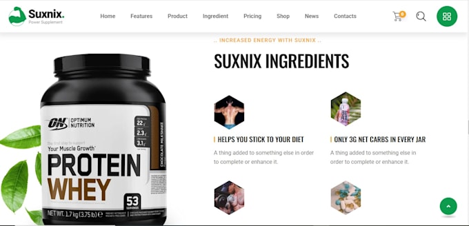 build shopify website for dietary supplement, protein powder, peptide store