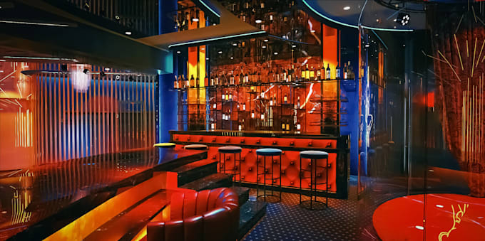 revise 3d strip bar restaurant,retail store,corona night bar rendering,3d cafe