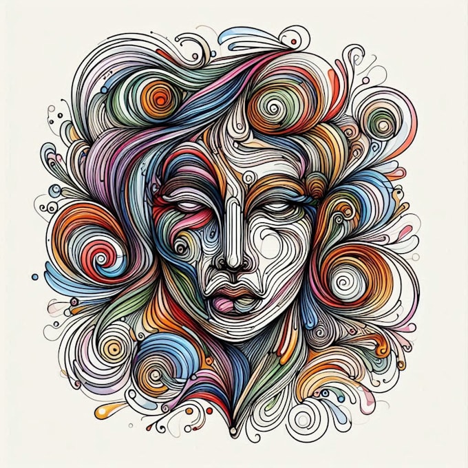 make a scribble art, abstract line portrait