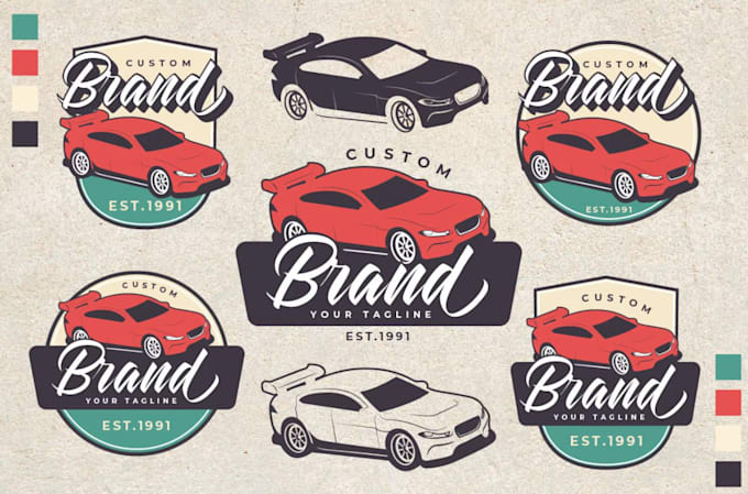 design vintage classic racing car logo