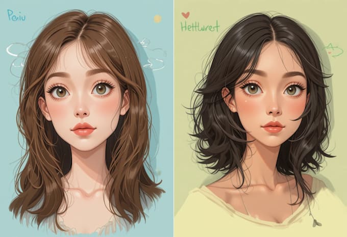 draw cartoon or realistic portrait illustration