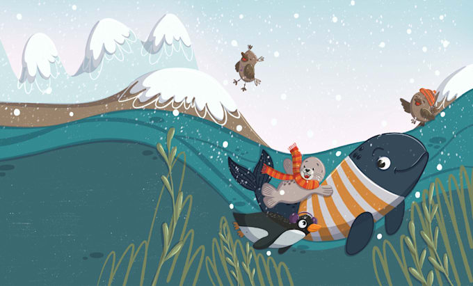 draw whimsical children book illustration and storybook cover