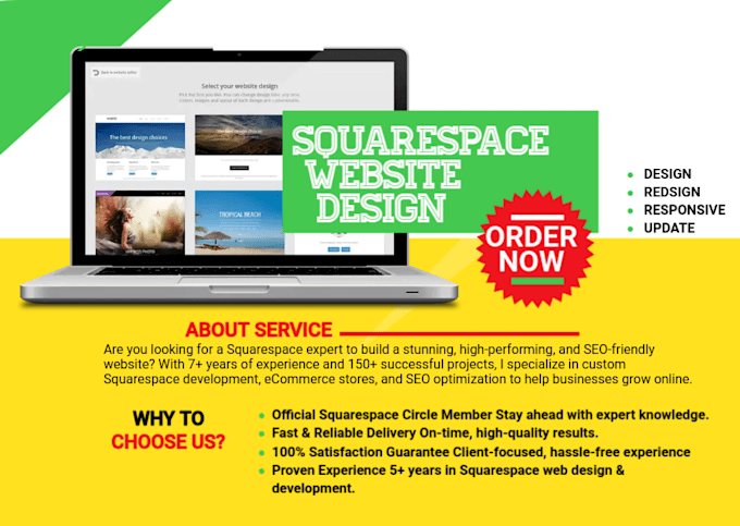 build squarespace website design or redesign squarespace website development