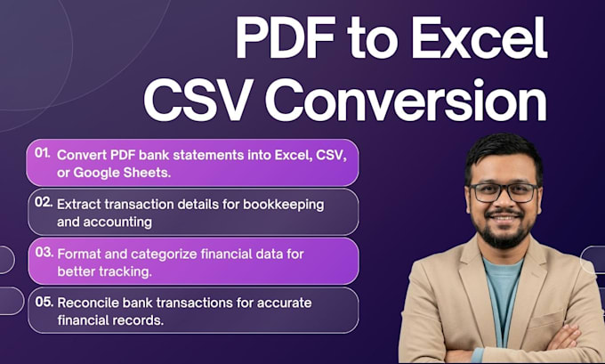 convert PDF bank statement to excel CSV for bookkeeping and reconciliation
