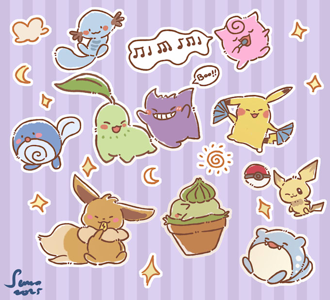 create custom cute sticker pokemon,digimon,and more