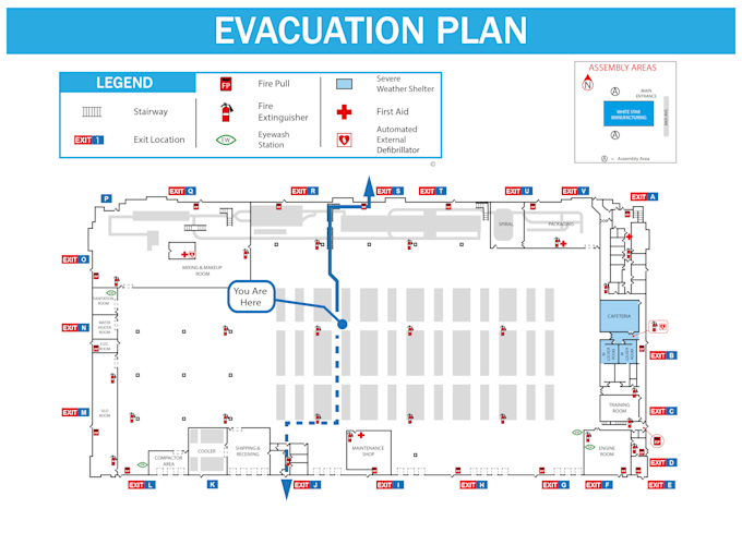 design a custom fire emergency evacuation plan for your floor plan