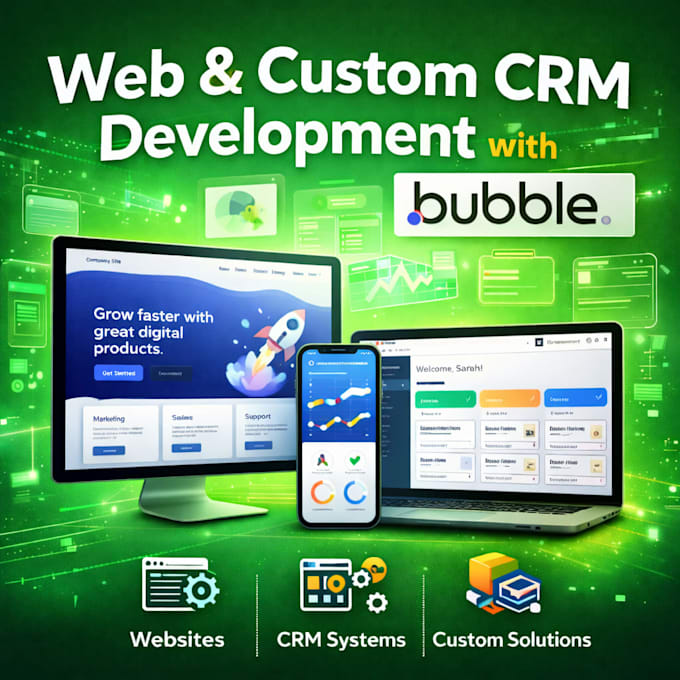 develop your bubble io,weweb, web app, saas mvp or custom crm