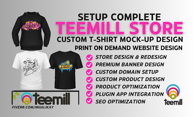 setup teemill print on demand website custom tshirt product upload store design