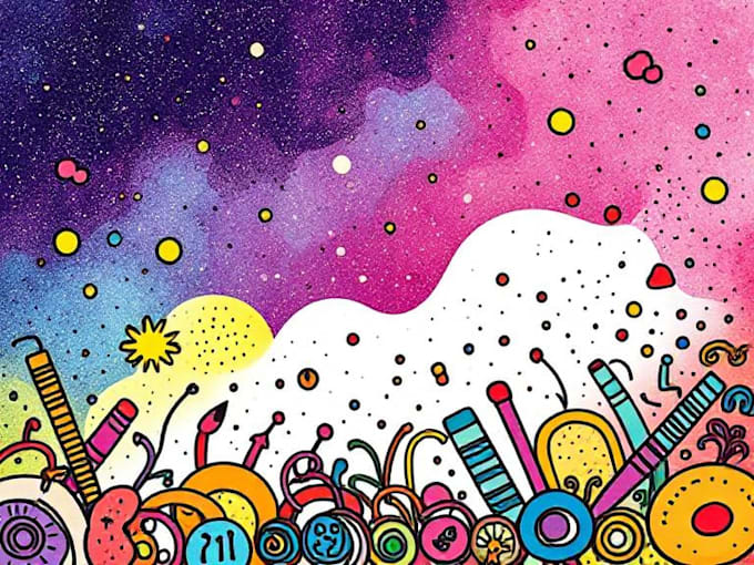 create colorful doodle art illustration