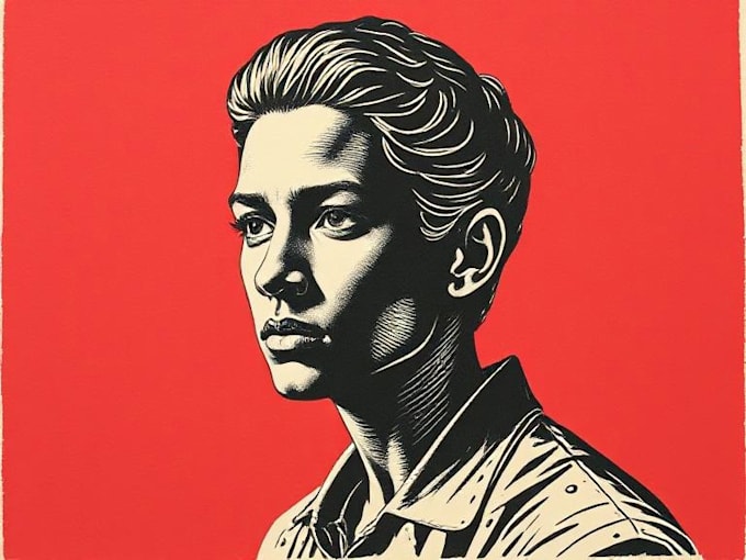 create a portrait print linocut