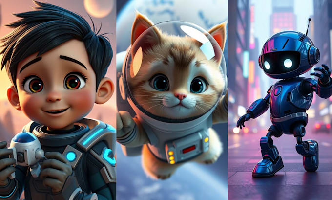 create high quality 3d pixar style cartoons and ai arts