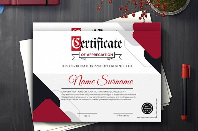 design professional and custom certificates for awards, courses, and events