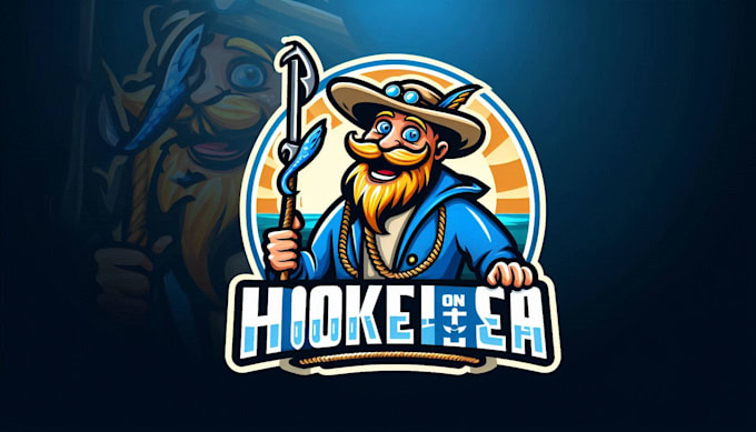 do unique hooked on the sea logo with a creative concept