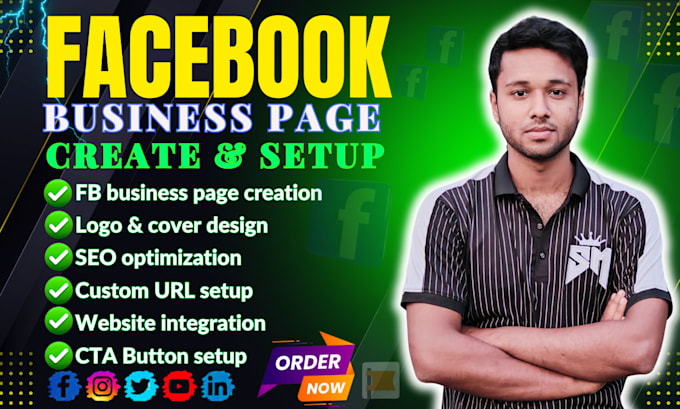 do create and setup facebook, twitter, linkedin business pages