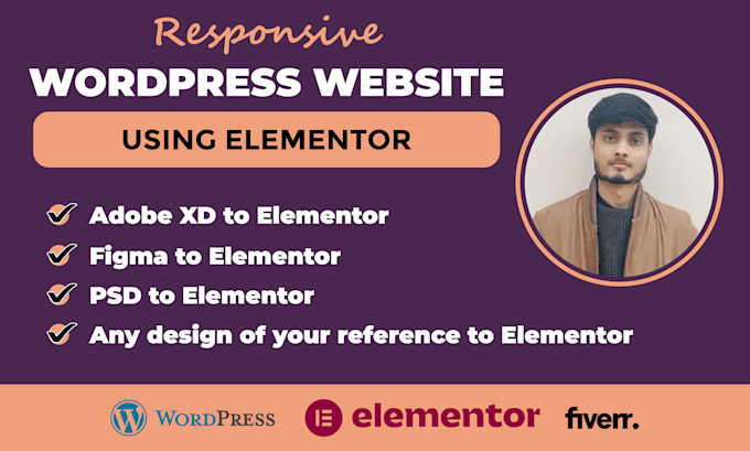 convert adobe xd, PSD, figma to elementor wordpress website